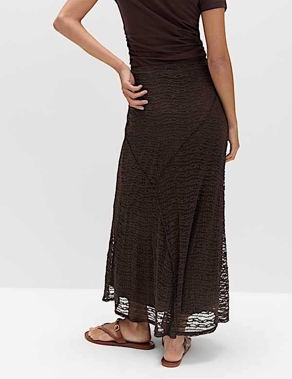 Jersey Textured Midaxi Straight Slip Skirt - FI