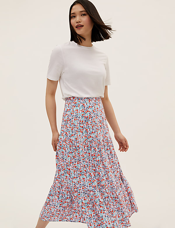 Ditsy Floral Midaxi Tiered Skirt