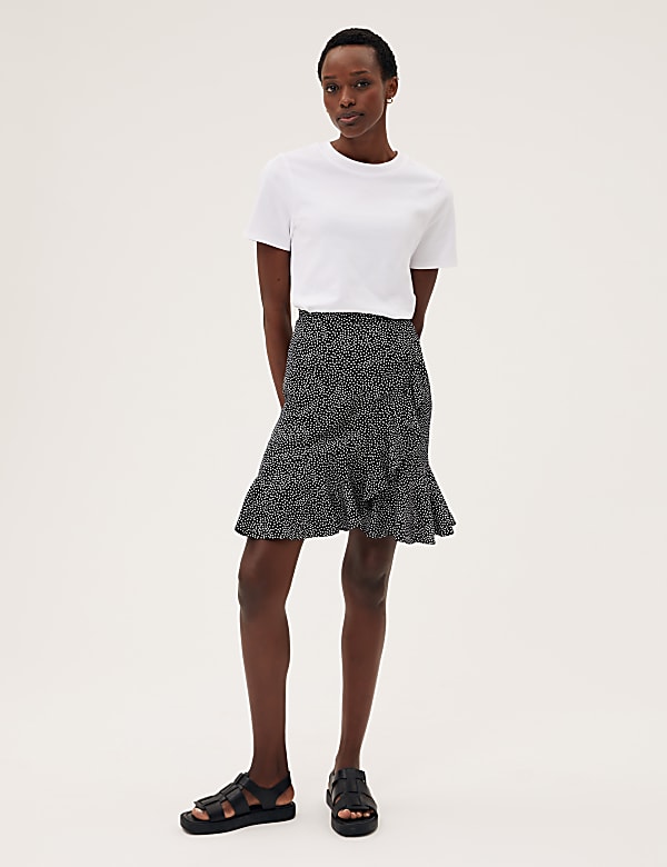 Polka Dot Ruffle Mini Wrap Skirt