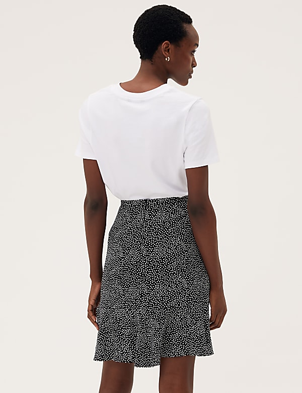 Polka Dot Ruffle Mini Wrap Skirt