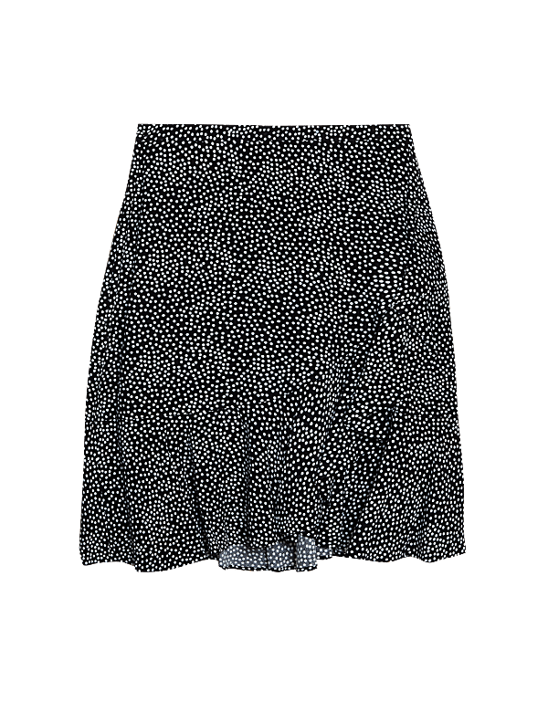 Polka Dot Ruffle Mini Wrap Skirt