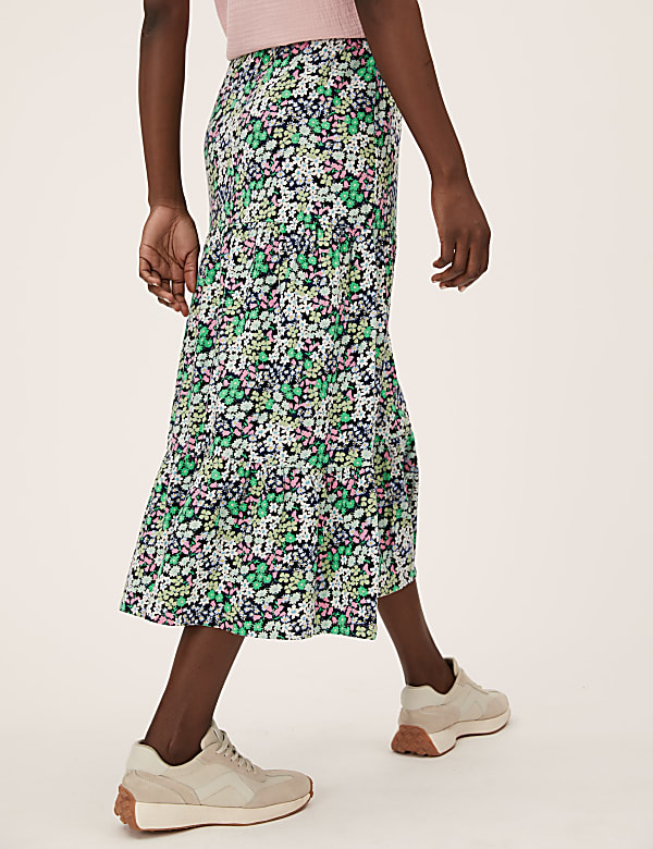 Pure Cotton Ditsy Floral Midi Tiered Skirt