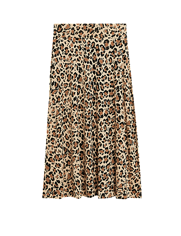 Jersey Animal Print Midi Skater Skirt