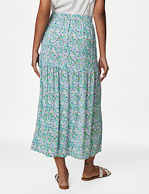 Midi-Schlupfrock mit seitlichem Schlitz und Blumenmuster - DE