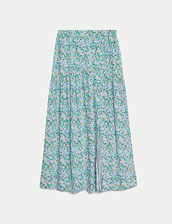 Midi-Schlupfrock mit seitlichem Schlitz und Blumenmuster - DE