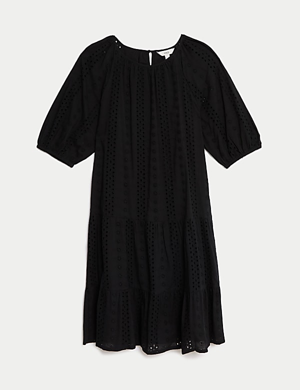 Pure Cotton Broderie Mini Tiered Dress - FR