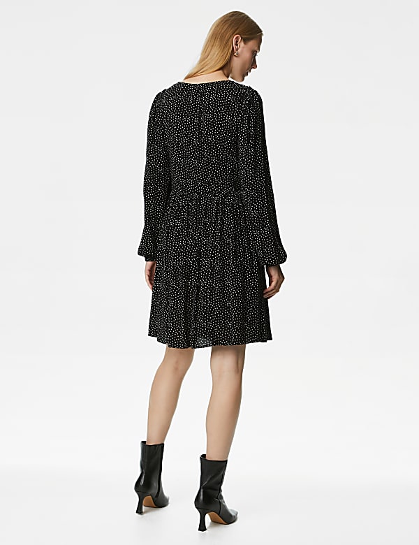 Printed V-Neck Mini Tiered Dress