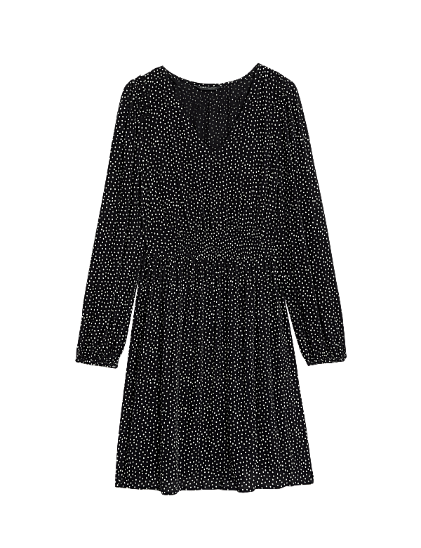 Printed V-Neck Mini Tiered Dress