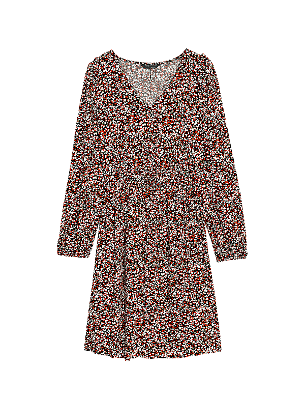 Printed V-Neck Mini Tiered Dress