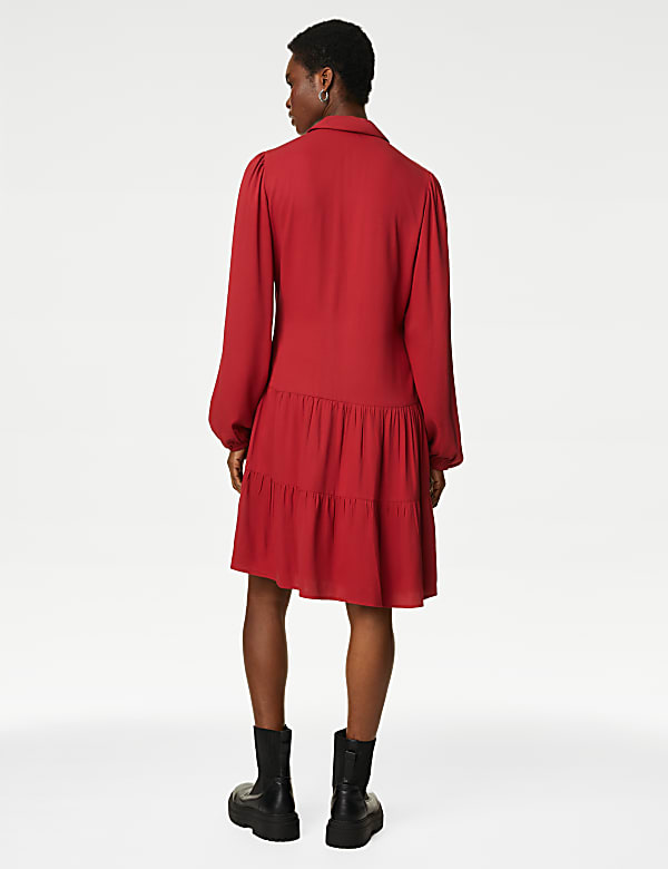 V-Neck Knee Length Tiered Dress