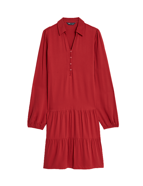V-Neck Knee Length Tiered Dress