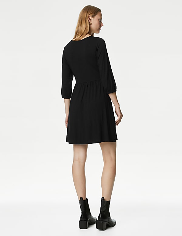 Jersey V-Neck Mini Smock Dress