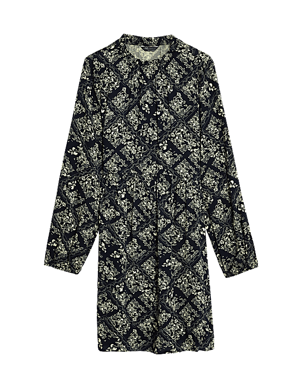 Printed Funnel Neck Mini Skater Dress