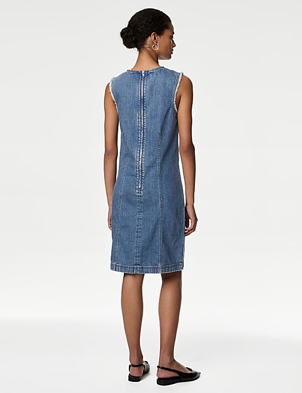 Denim Round Neck Mini Shift Dress