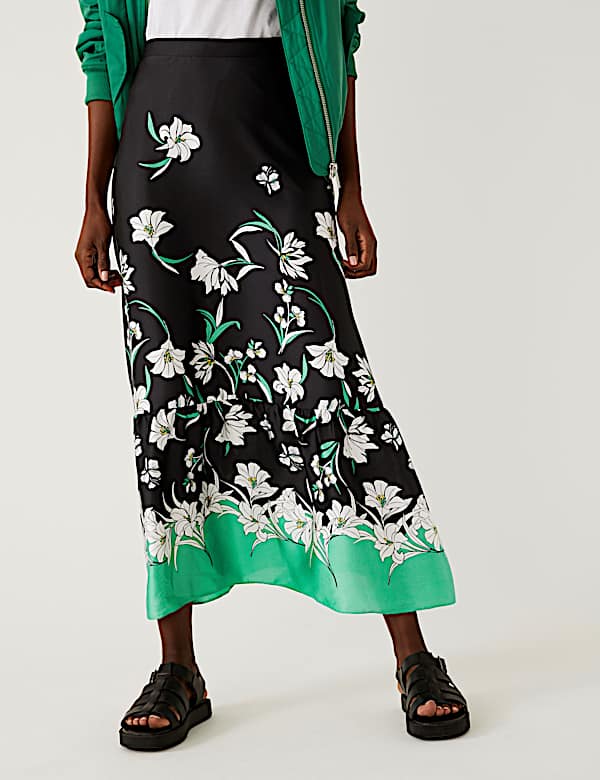 Floral Midaxi A-Line Skirt