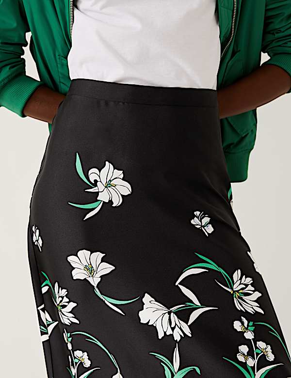 Floral Midaxi A-Line Skirt