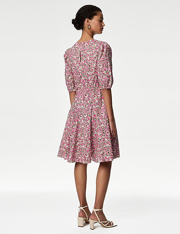 Pure Cotton Printed Mini Waisted Dress
