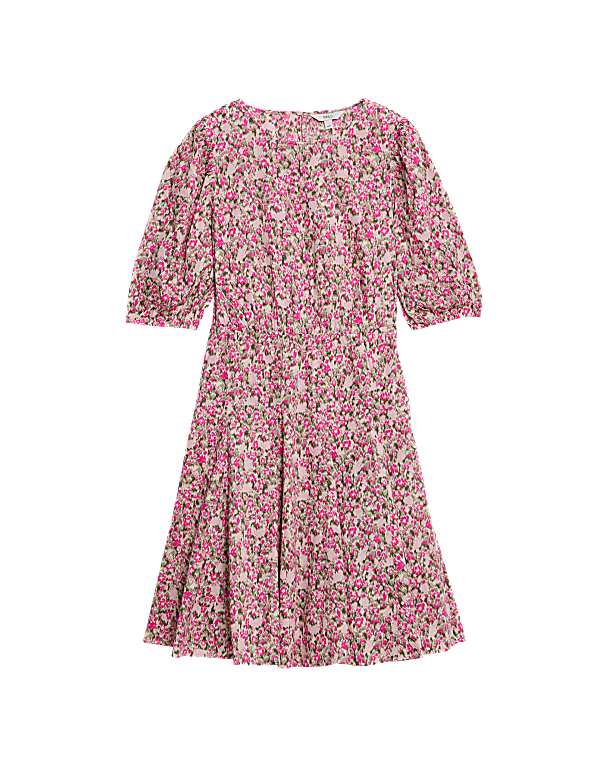 Pure Cotton Printed Mini Waisted Dress