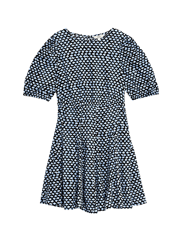 Pure Cotton Printed Mini Waisted Dress