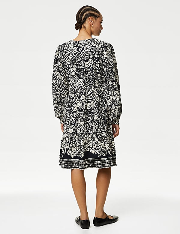 Cotton Rich Textured Yoke Mini Dress