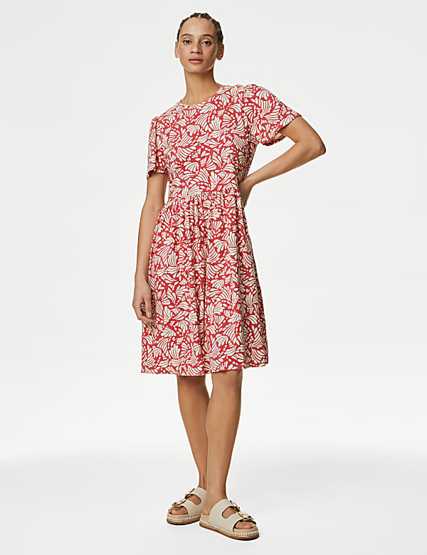 Jersey Knee Length Smock Dress