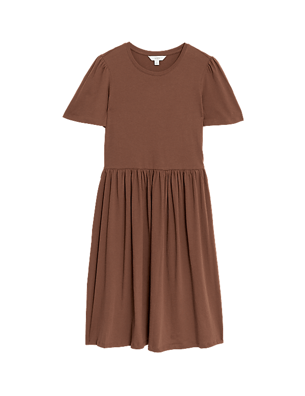 Jersey Round Neck Knee Length Skater Dress