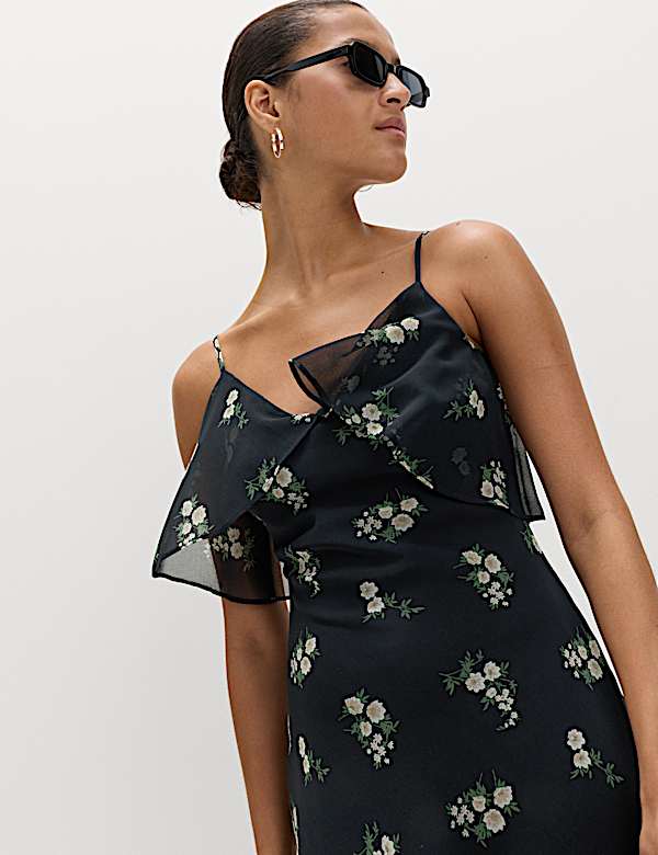 Floral Scarf Detail Midaxi Cami Dress - DK