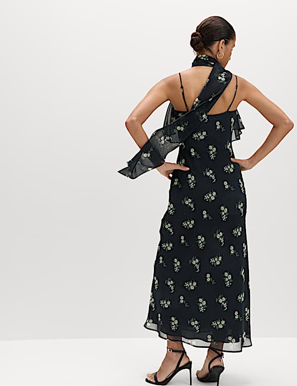 Floral Scarf Detail Midaxi Cami Dress - DK