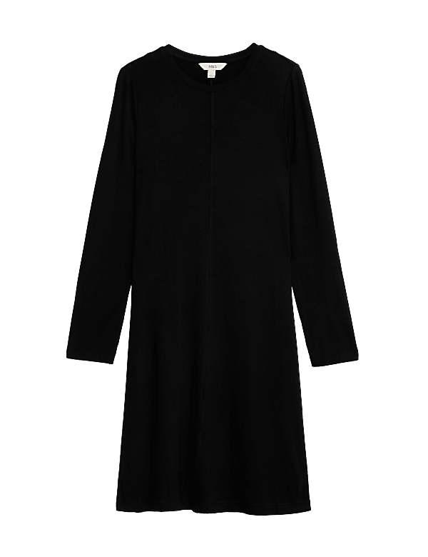 Jersey Round Neck Knee Length Skater Dress