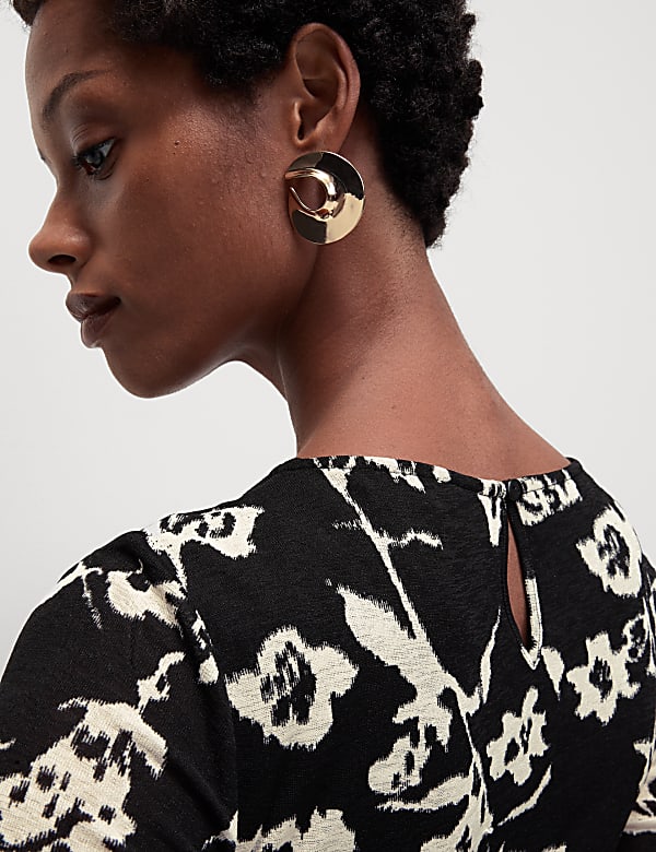 Mesh Jersey Printed Midi Skater Dress - MV