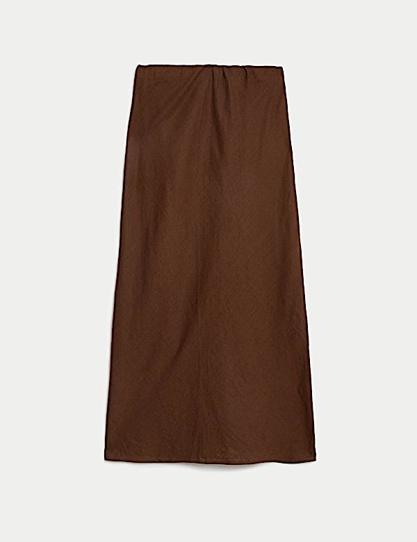 Linen Blend Midaxi Slip Skirt - IT