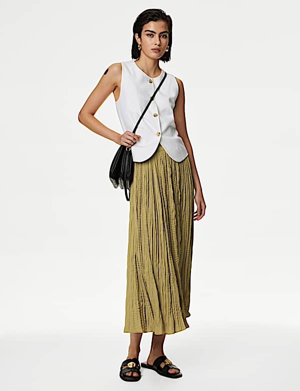 Midi-plooirok met structuur - BE