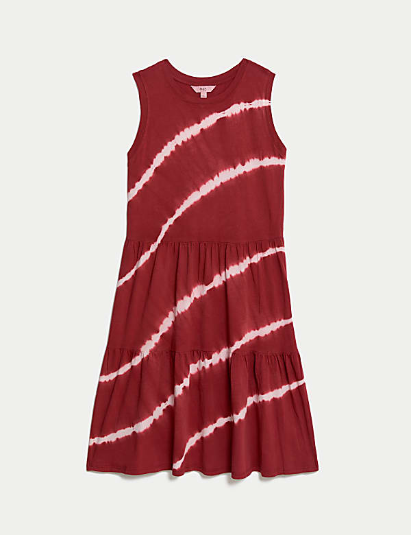 Pure Cotton Printed Knee Length Tiered Dress - US