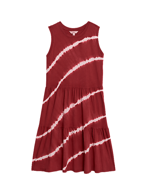 Pure Cotton Printed Knee Length Tiered Dress