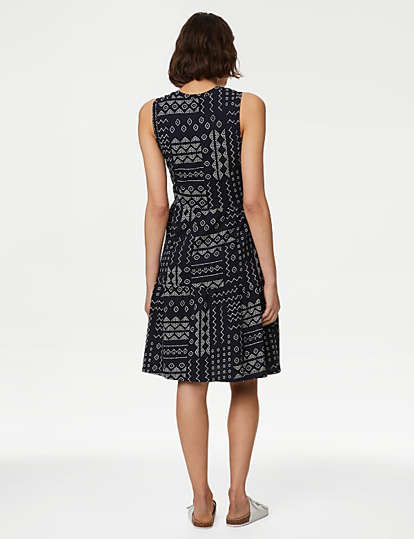 Pure Cotton Printed Knee Length Tiered Dress