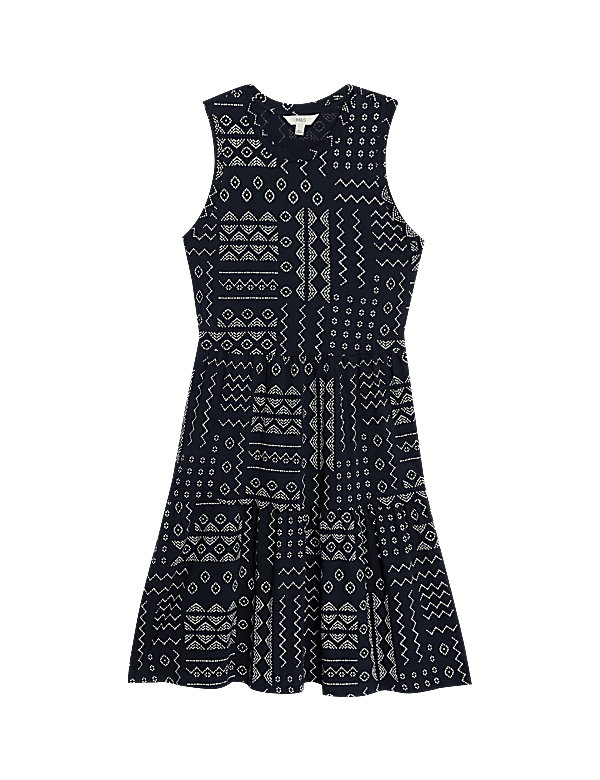 Pure Cotton Printed Knee Length Tiered Dress