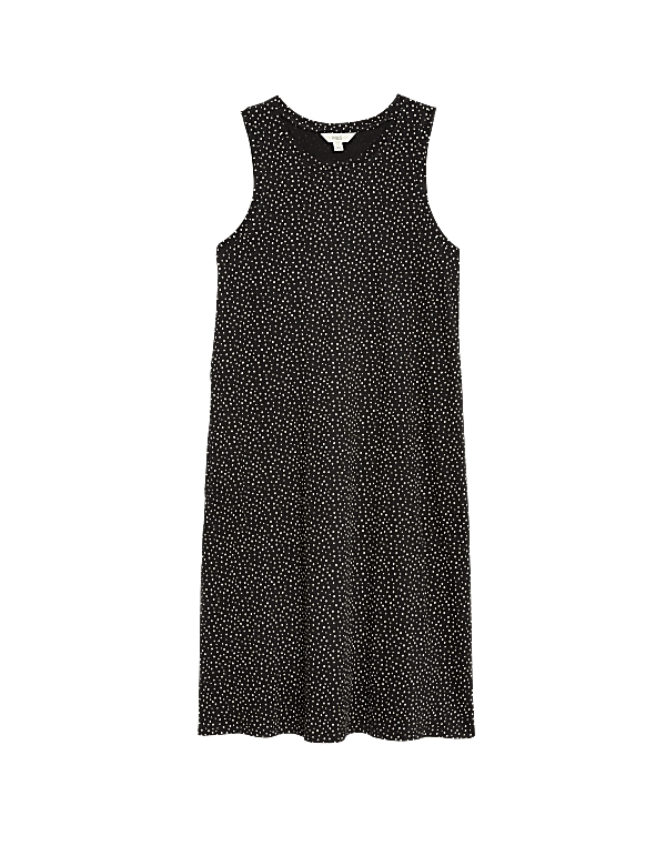 Pure Cotton Spot Print Mini Shift Dress