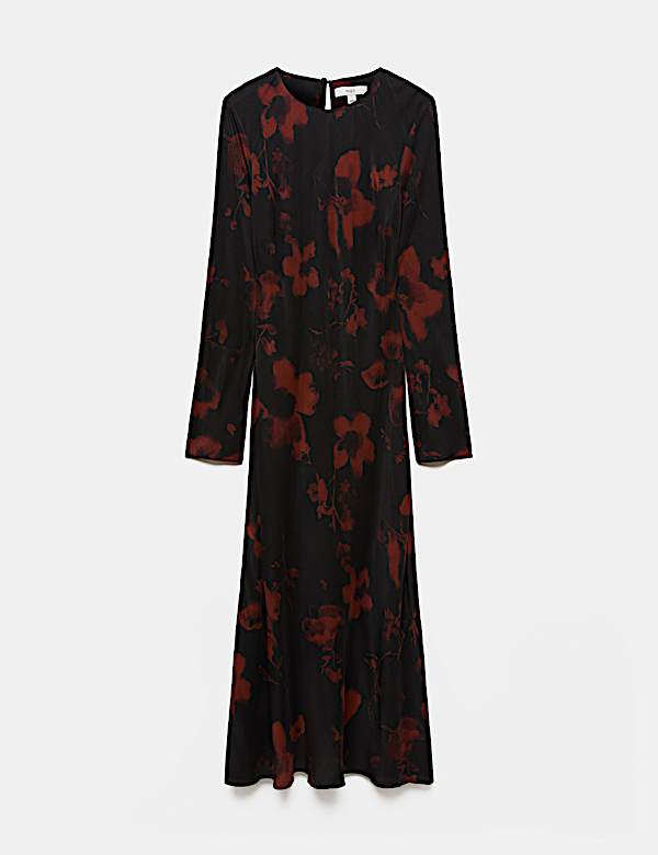 Satin Floral Midaxi Column Dress