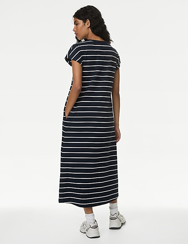 Pure Cotton Striped Midaxi T-Shirt Dress