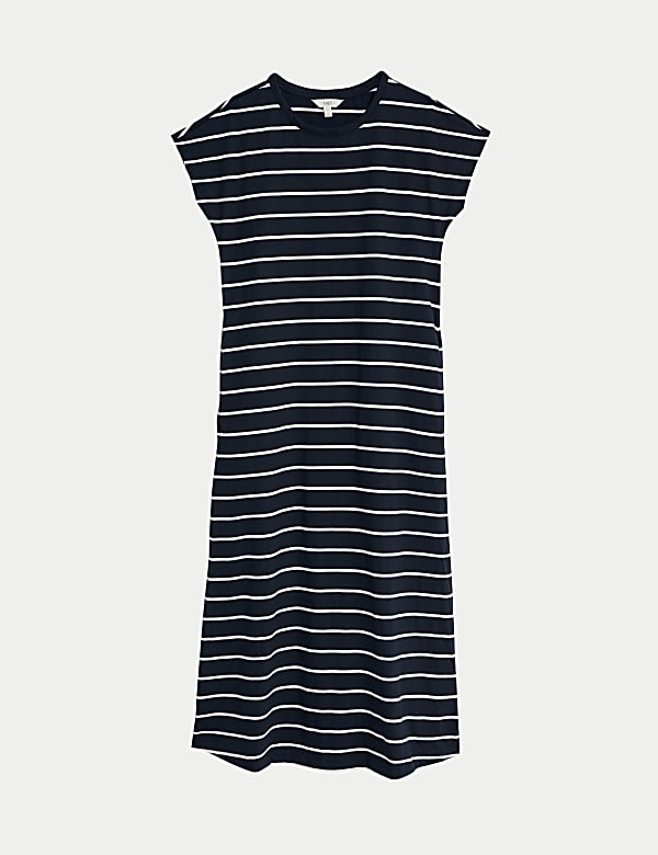 Pure Cotton Striped Midaxi T-Shirt Dress