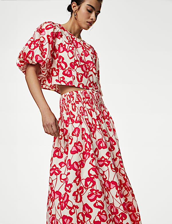 Pure Cotton Printed Maxi A-Line Skirt