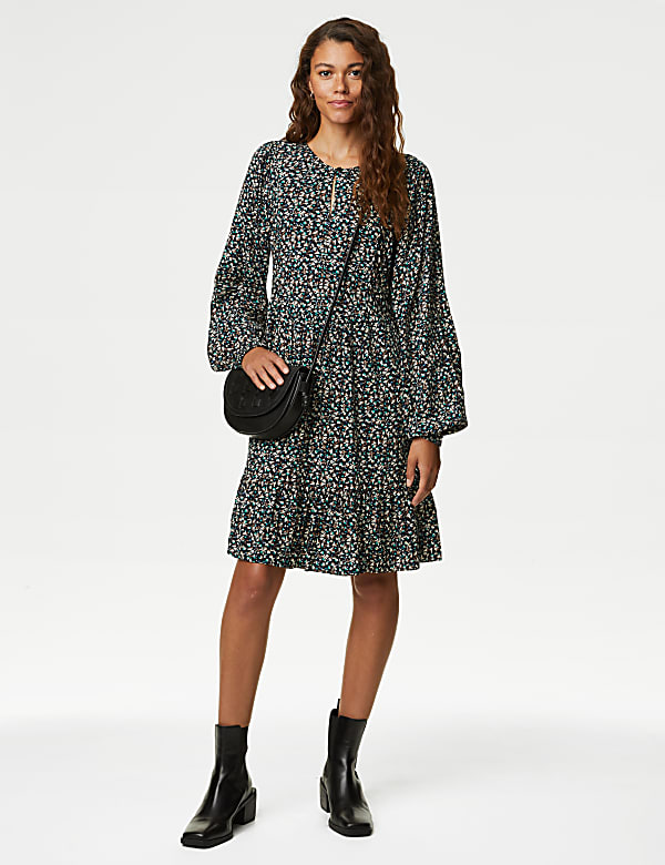 Ditsy Floral Mini Smock Dress - CA