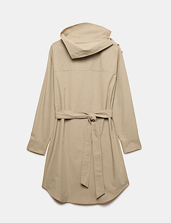 Pure Cotton Tie Waist Mini Shirt Dress - CA