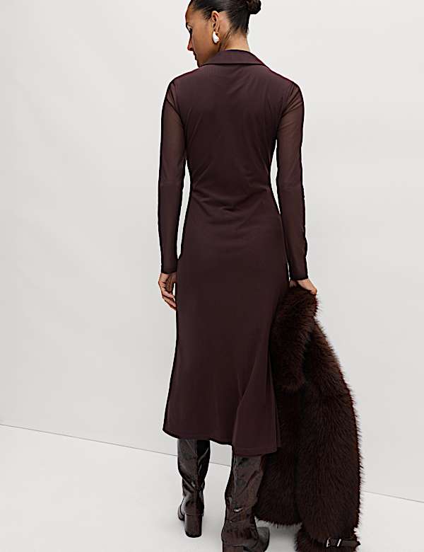 Mesh Jersey Midi Shirt Dress - JO