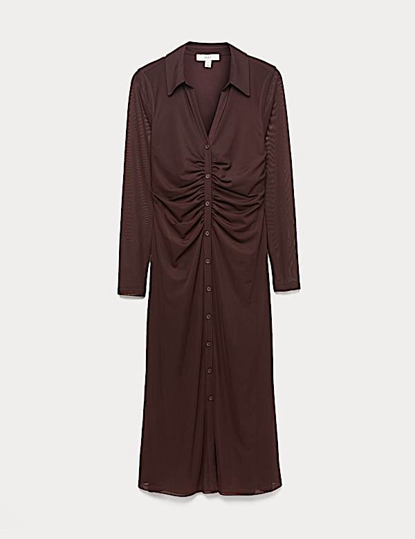 Mesh Jersey Midi Shirt Dress - JO