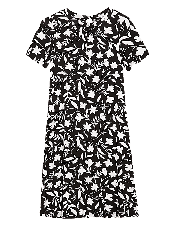 Floral Round Neck Swing Dress