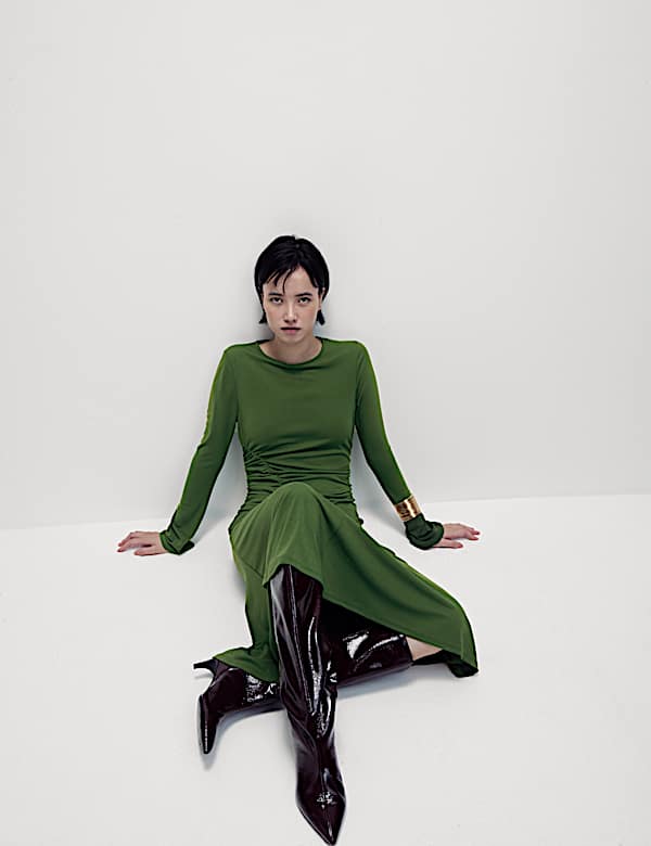 Jersey Round Neck Midaxi Column Dress - ES