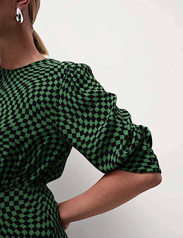 Midaxi-kolomjurk met ronde hals en print - BE