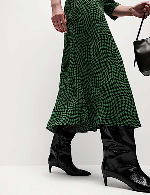 Midaxi-kolomjurk met ronde hals en print - BE