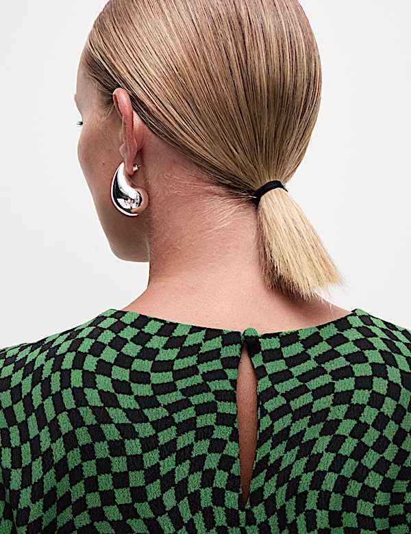 Midaxi-kolomjurk met ronde hals en print - BE